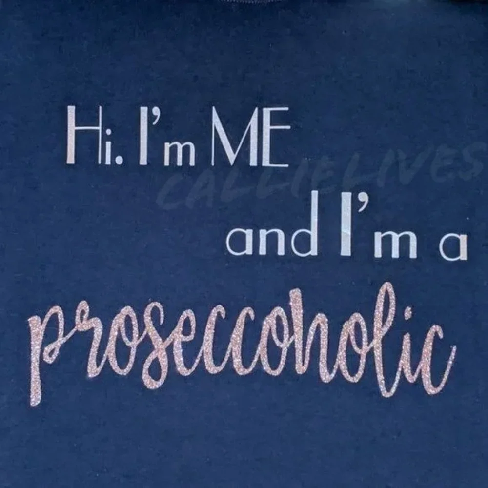 Miz Prosecco holic: Curved Hem Graphic T-shirt - Picture 2 of 12